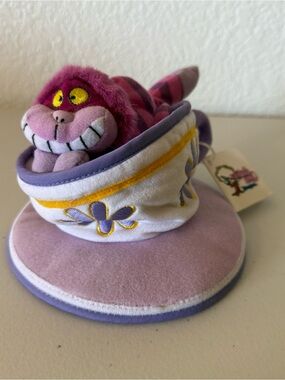 Disney Bean Bag Plush CHESHIRE CAT TEA CUP Alice in Wonderland 6”